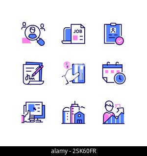Emploi et RH - icônes de style de conception de ligne définies Illustration de Vecteur