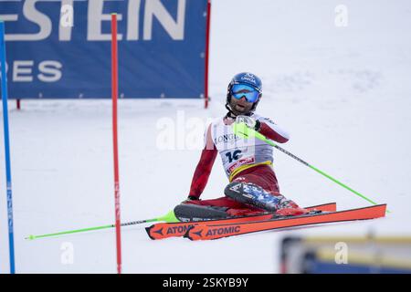 Saalbach, Autriche. 12 février 2025. SAALBACH, AUTRICHE - 12 FÉVRIER : 5Marco Schwarz d'Autriche en action lors des Championnats du monde de ski alpin Audi FIS - combiné par équipe masculine - course à Saalbach le 12 février 2025 à Saalbach, Autriche, Salzbourg.250212 SEPA 12 179 - 20250212 PD10639 crédit : APA-PictureDesk/Alamy Live News Banque D'Images