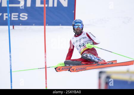 Saalbach, Autriche. 12 février 2025. SAALBACH, AUTRICHE - 12 FÉVRIER : Marco Schwarz d'Autriche en action lors des Championnats du monde de ski alpin Audi FIS - combiné par équipes masculines - course à Saalbach le 12 février 2025 à Saalbach, Autriche, Salzbourg.250212 SEPA 12 177 - 20250212 PD10637 crédit : APA-PictureDesk/Alamy Live News Banque D'Images