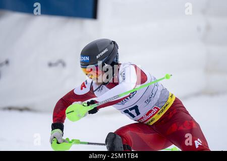Saalbach, Autriche. 12 février 2025. SAALBACH, AUTRICHE - 12 FÉVRIER : Fabio Gstrein d'Autriche en action lors des Championnats du monde de ski alpin Audi FIS - combiné par équipes masculines - course à Saalbach le 12 février 2025 à Saalbach, Autriche, Salzbourg.250212 SEPA 12 302 - 20250212 PD12698 crédit : APA-PictureDesk/Alamy Live News Banque D'Images