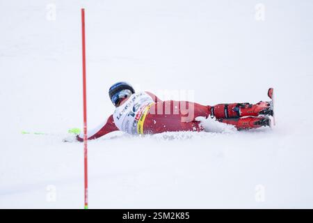 Saalbach, Autriche. 12 février 2025. SAALBACH, AUTRICHE - 12 FÉVRIER : Marco Schwarz d'Autriche en action lors des Championnats du monde de ski alpin Audi FIS - combiné par équipes masculines - course à Saalbach le 12 février 2025 à Saalbach, Autriche, Salzbourg.250212 SEPA 12 174 - 20250212 PD13011 crédit : APA-PictureDesk/Alamy Live News Banque D'Images