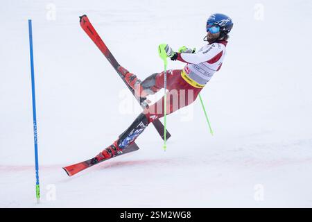 Saalbach, Autriche. 12 février 2025. SAALBACH, AUTRICHE - 12 FÉVRIER : Marco Schwarz d'Autriche en action lors des Championnats du monde de ski alpin Audi FIS - combiné par équipes masculines - course à Saalbach le 12 février 2025 à Saalbach, Autriche, Salzbourg.250212 SEPA 12 155 - 20250212 PD13068 crédit : APA-PictureDesk/Alamy Live News Banque D'Images