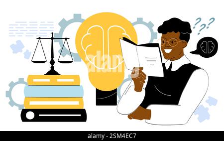 Éducation juridique et concept de pensée critique. Illustration de Vecteur
