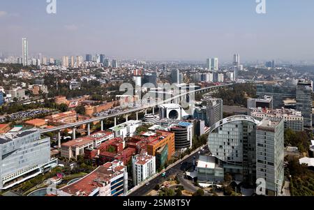 Vue aérienne du district de Santa Fe de Mexico, Mexique Banque D'Images