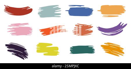 Ensemble de coups de pinceau de différentes formes et couleurs Illustration de Vecteur