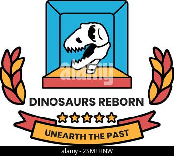 Dinosaure Reborn pour une entreprise spécialisée dans les fossiles de dinosaures dans le style des illustrations de signes Illustration de Vecteur