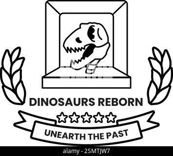 Dinosaure Reborn pour une entreprise spécialisée dans les fossiles de dinosaures dans le style des illustrations de signe dans le style des illustrations de signe Illustration de Vecteur