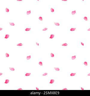 De mignons pétales de rose flottant, de fleurs de cerisier ou de pétales de lotus rose. Illustration numérique aquarelle. Fleurs tombantes parfumées au printemps isolées sur BA blanc Banque D'Images
