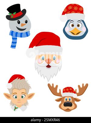 symboles de vacances de noël et du nouvel an illustration vectorielle de style plat isolé sur fond blanc Illustration de Vecteur