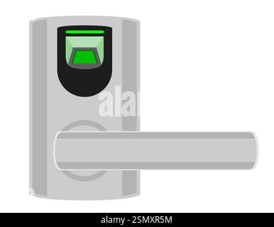 serrure électronique avec bouton de poignée et illustration vectorielle de style plat d'entraînement électrique isolée sur fond blanc Illustration de Vecteur