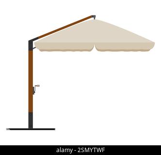 grand parasol pour les bars et cafés sur la terrasse ou l'illustration vectorielle de style plat de plage isolé sur fond blanc Illustration de Vecteur