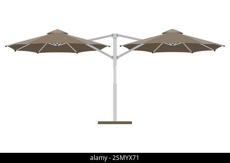 grand parasol pour les bars et cafés sur la terrasse ou l'illustration vectorielle de style plat de plage isolé sur fond blanc Illustration de Vecteur
