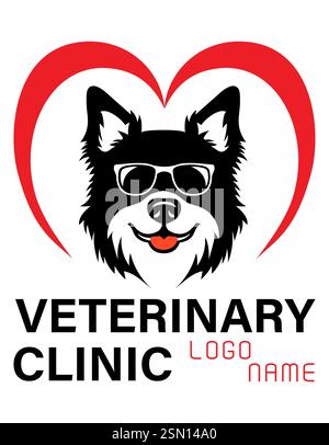clinique vétérinaire animaux chats et chiens logo pour votre entreprise ou illustration vectorielle d'entreprise isolé sur fond blanc Illustration de Vecteur
