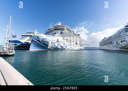 22 janvier 2025 - San Juan Porto Rico - Prima norvégien au terminal des bateaux de croisière de San Juan Banque D'Images