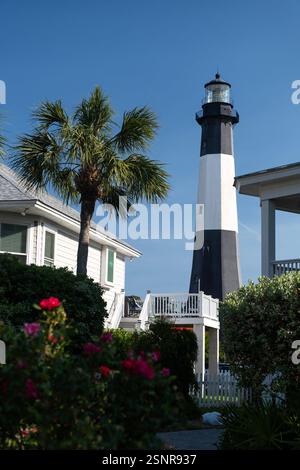Vue du phare de Tybee (phare) en Géorgie côtière Banque D'Images