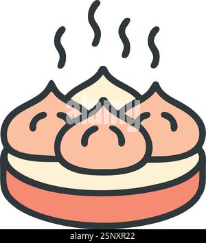 Boulettes dim sum à la vapeur Illustration de Vecteur