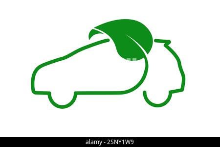 Aperçu de voiture écologique avec symbole de feuille, parfait pour les projets de durabilité, l'énergie verte et les campagnes environnementales. Illustration vectorielle. Illustration de Vecteur