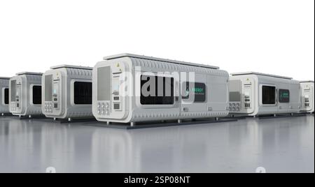 3d système de stockage d'énergie de rendu ou unité de conteneur de batterie Banque D'Images