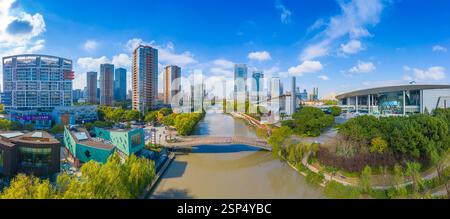 Vue aérienne du Musée des sciences et de la technologie de Shanghai, Chine Banque D'Images