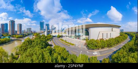 Vue aérienne du Musée des sciences et de la technologie de Shanghai, Chine Banque D'Images