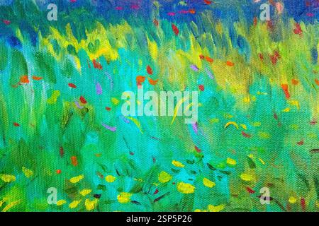 Fond d'art abstrait. Illustration de peinture à l'huile colorée sur toile. Coups de pinceau peints à la main impressionniste. Moderne Art contemporain Banque D'Images