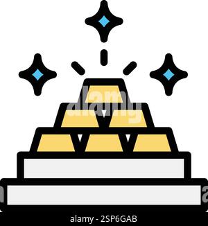 Lingots d'or illustration de conception d'icône de vecteur Illustration de Vecteur
