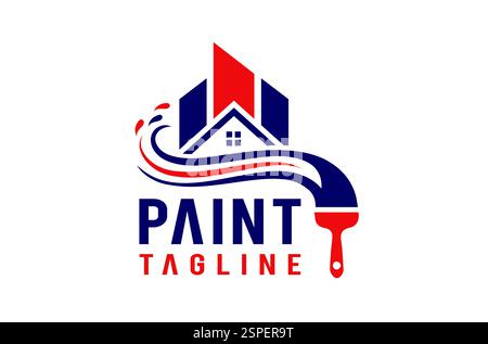Logo de peinture, logo de peinture de maison, logo de peinture résidentielle, propriété immobilière et service d'affaires de toiture, conception de logo de construction icône vectorielle Illustration de Vecteur