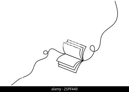 Dessin d'art à ligne unique continu de concept de livres illustration vectorielle de contour Illustration de Vecteur