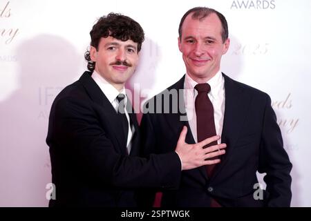 Anthony Boyle et Tom Vaughan-Lawlor assistent à la cérémonie de remise des prix de l'Irish film and Television Academy (IFTA) au Dublin Royal Convention Centre. Date de la photo : vendredi 14 février 2025. Banque D'Images