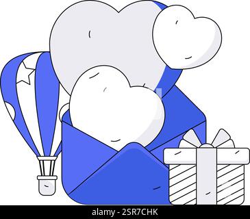 Joyeuse Saint-Valentin concept de vecteur de caractère plat illustration dessinée à la main Illustration de Vecteur