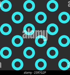 Y2K inspiré modèle vectoriel sans couture avec des cercles turquoise sur un fond sombre. Parfait pour les designs audacieux et modernes, les arrière-plans, les textiles et la mode Illustration de Vecteur