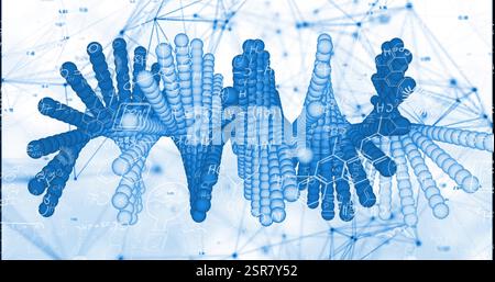 Image de formule chimique sur spirale et réseau de connexions sur fond blanc Banque D'Images