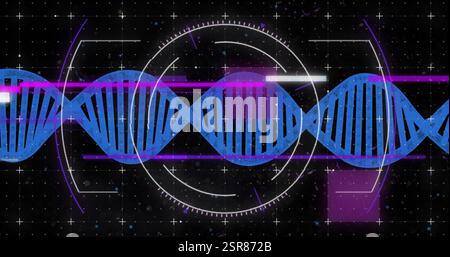 Image de brin d'adn, traitement de données numériques et balayage de oscilloscope Banque D'Images