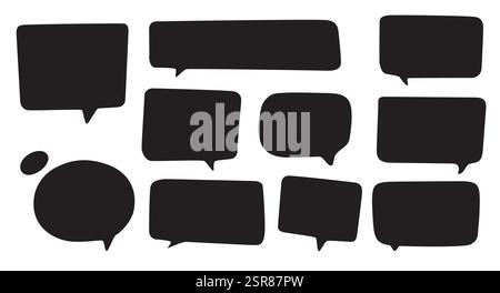 Silhouettes de bulles de discours dessinées à la main Illustration de Vecteur