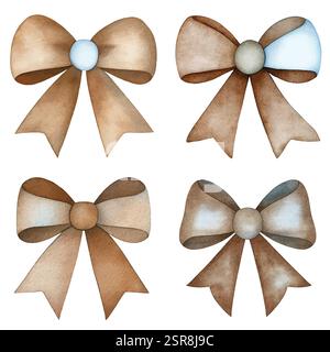 Illustration d'aquarelle dessinée à la main d'un jeu d'arcs d'aquarelle qui a été tracée et vectorisée par image. L'illustration est parfaite pour tout projet de conception tha Illustration de Vecteur