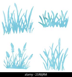 Une illustration d'aquarelle dessinée à la main de Watercolor Hand-Drawn Grass Collection qui a été tracée par image et vectorisée. L'illustration est parfaite pour un Illustration de Vecteur