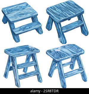 Une illustration d'aquarelle dessinée à la main de l'échelle en bois dessinée à la main collection d'ensemble qui a été tracée par image et vectorisée. L'illustration est parfaite Illustration de Vecteur