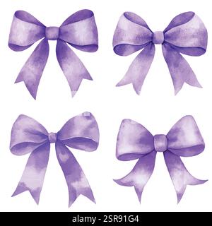 Une illustration d'aquarelle dessinée à la main de Watercolor Hand-Drawn Bow Collection qui a été tracée par image et vectorisée. L'illustration est parfaite pour tout Illustration de Vecteur