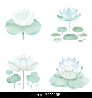 Une illustration à l'aquarelle dessinée à la main de nénuphar collection dessinée à la main qui a été tracée par image et vectorisée. L'illustration est parfaite pour tout Illustration de Vecteur