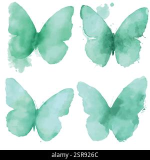 Une illustration d'aquarelle dessinée à la main d'un jeu d'aquarelles de papillon dessiné à la main qui a été tracé par image et vectorisé. L'illustration est parfaite pour n'importe quel d Illustration de Vecteur