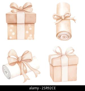 Illustration aquarelle dessinée à la main d'un jeu de papier d'emballage aquarelle dessiné à la main qui a été tracé par image et vectorisé. L'illustration est parfaite pour Illustration de Vecteur