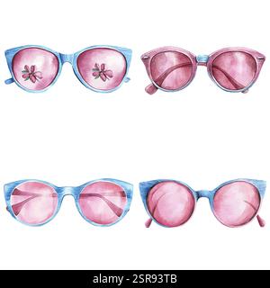 Une illustration d'aquarelle dessinée à la main de lunettes de soleil d'aquarelle dessinées à la main qui a été tracée par image et vectorisée. L'illustration est parfaite pour tout Illustration de Vecteur