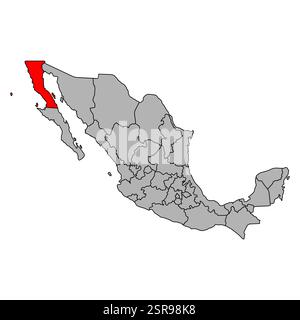 Forme de carte de basse Californie du Mexique, illustration vectorielle d'icône de concept Web de voyage. Illustration de Vecteur