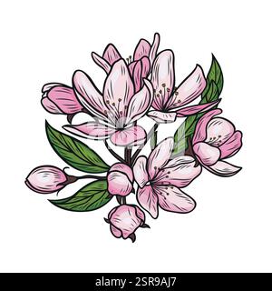 Branche avec fleurs de cerisier Illustration de Vecteur