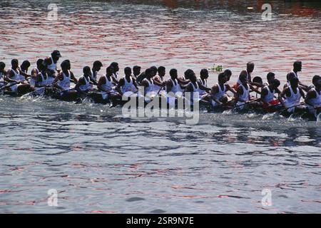 Nehru Boat race Festival 11 août 2001, Allappuzha Alleppey, Kerala, Inde, Asie Banque D'Images