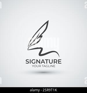 Modèle d'inspiration de conception de logo Quill signature Illustration de Vecteur