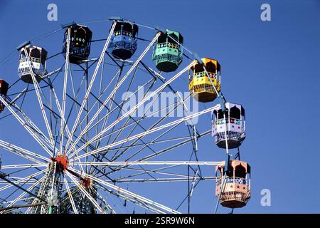 Roue géante balançoire colorée dans la foire de Pushkar, Rajasthan, Inde, Asie Banque D'Images