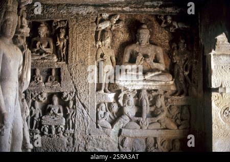 Détails de l'Ajanta Caves, Aurangabad, Maharashtra, Inde Banque D'Images