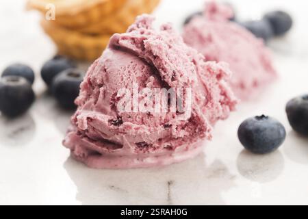La crème glacée aux fruits avec des bleuets Banque D'Images