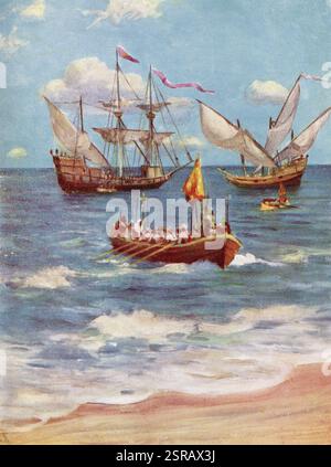 Vasco Da Gama l'atterrissage près de Calicut Inde, Asie 1498 Banque D'Images